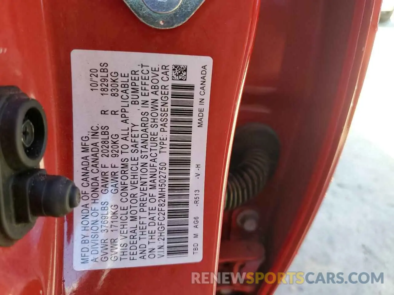 13 Фотография поврежденного автомобиля 2HGFC2F82MH502750 HONDA CIVIC 2021