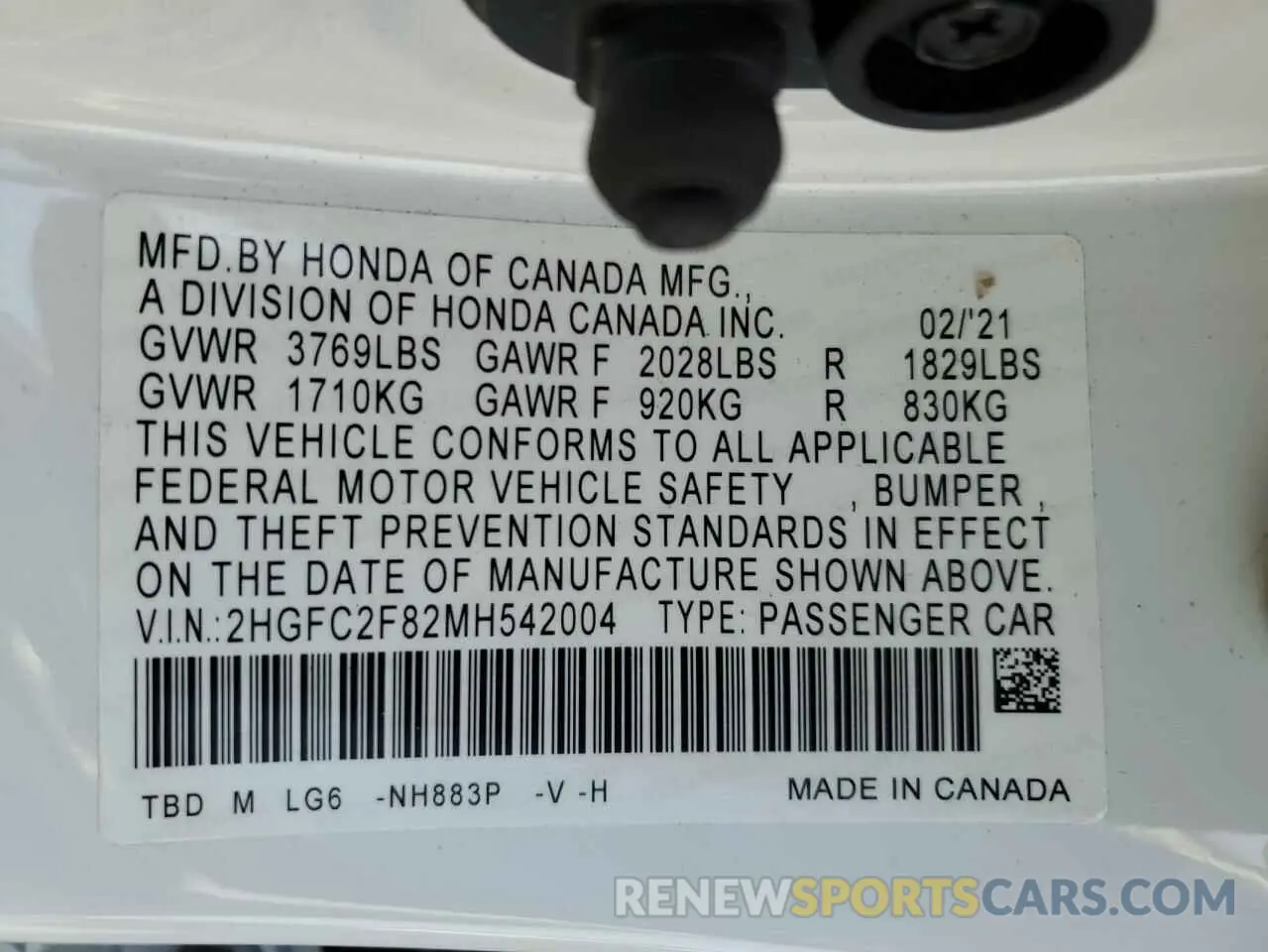14 Photograph of a damaged car 2HGFC2F82MH542004 HONDA CIVIC 2021