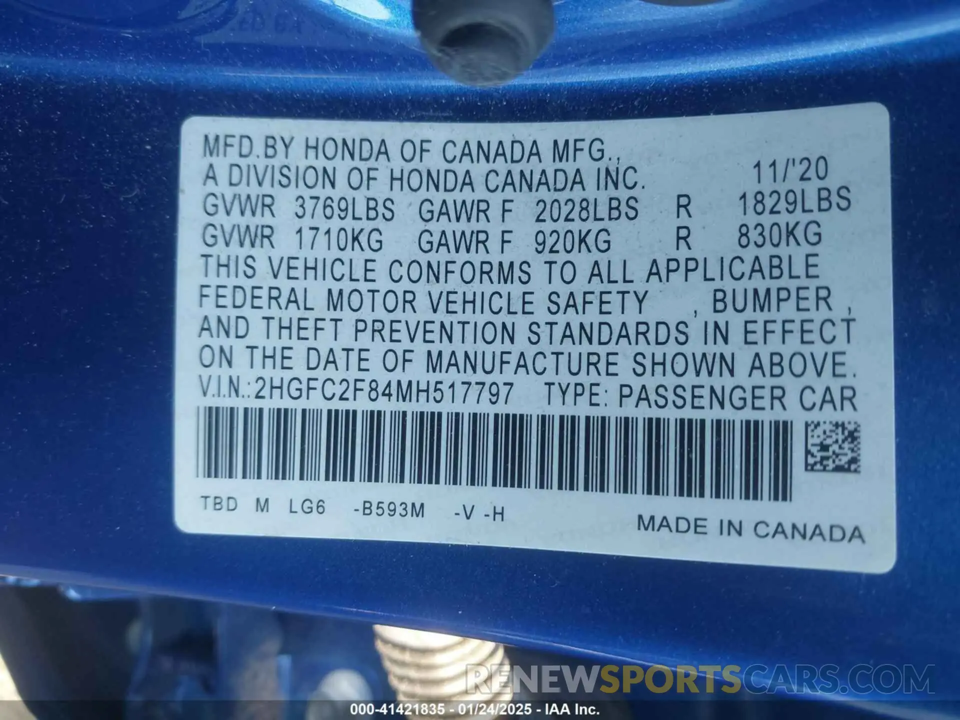 9 Photograph of a damaged car 2HGFC2F84MH517797 HONDA CIVIC 2021