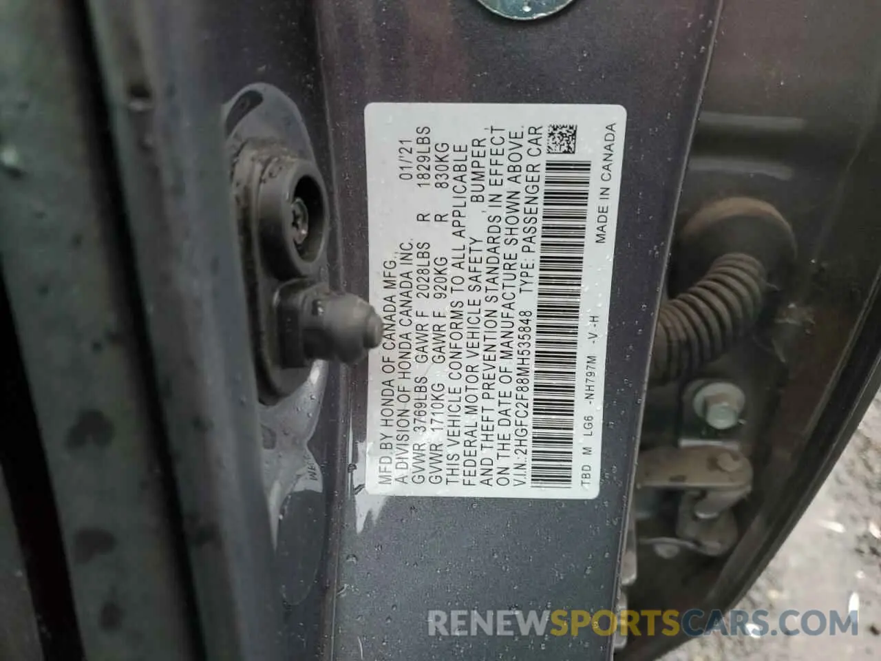 12 Photograph of a damaged car 2HGFC2F88MH535848 HONDA CIVIC 2021