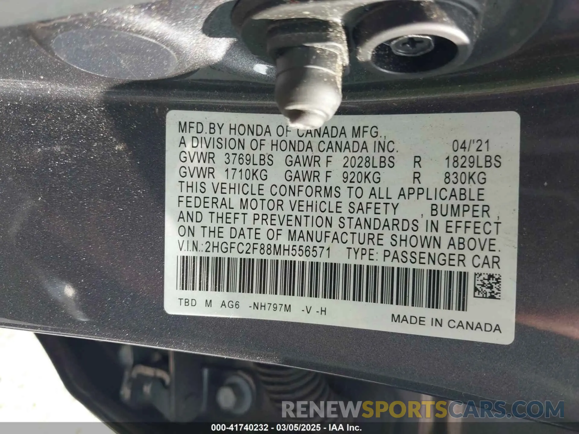9 Photograph of a damaged car 2HGFC2F88MH556571 HONDA CIVIC 2021