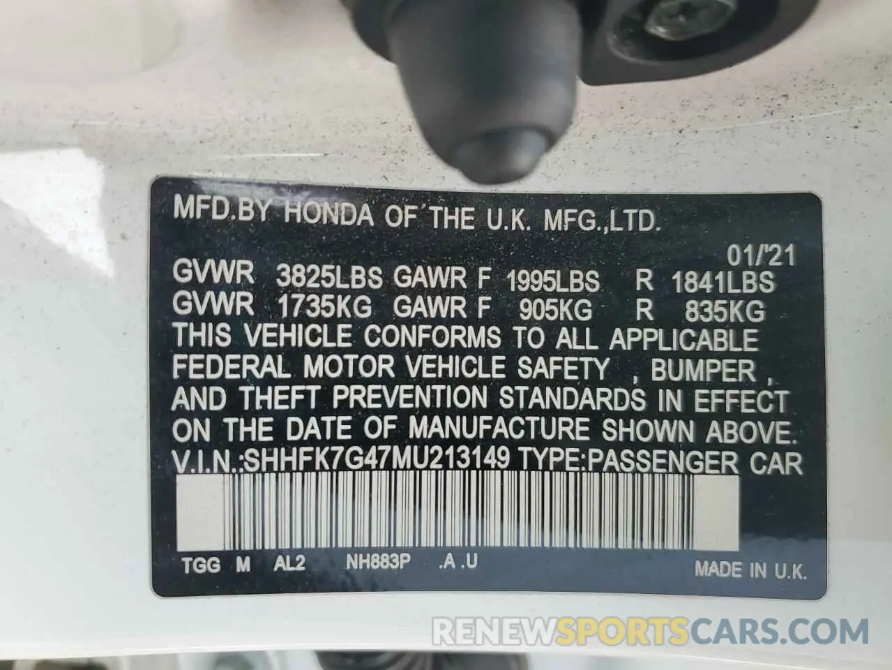 13 Фотография поврежденного автомобиля SHHFK7G47MU213149 HONDA CIVIC 2021