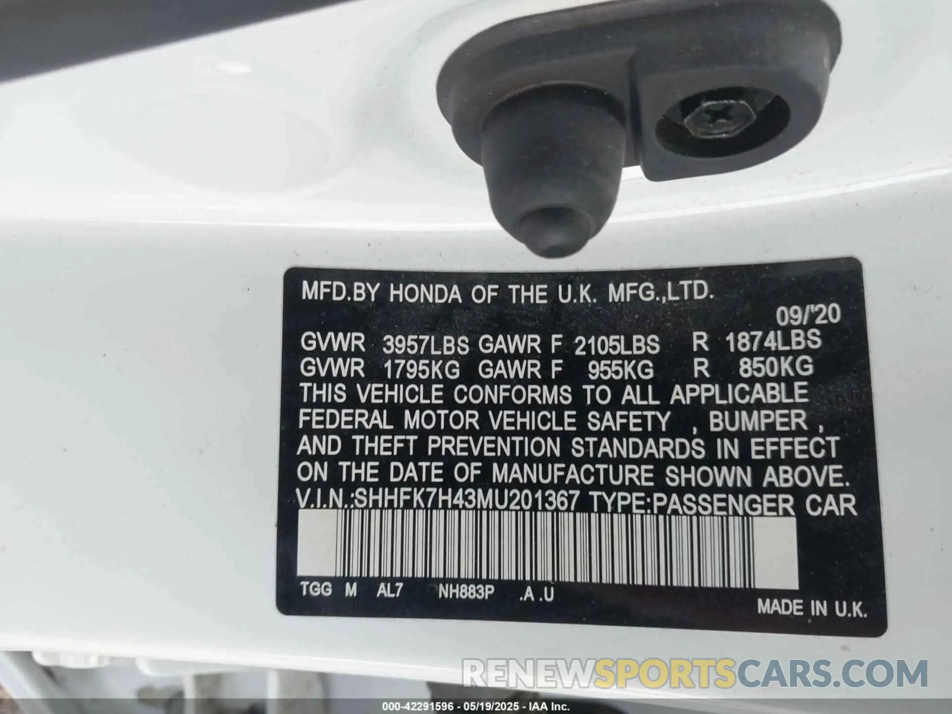 9 Photograph of a damaged car SHHFK7H43MU201367 HONDA CIVIC 2021