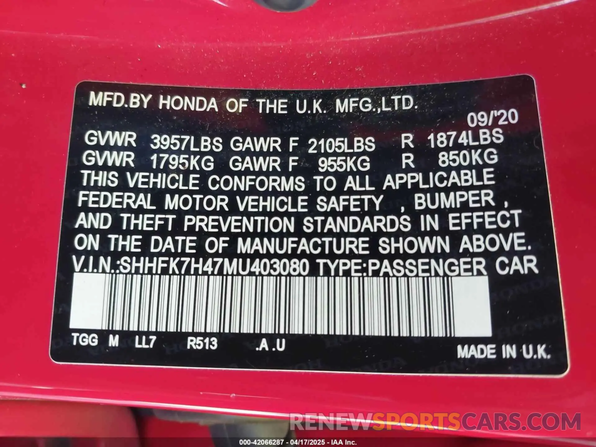 9 Photograph of a damaged car SHHFK7H47MU403080 HONDA CIVIC 2021
