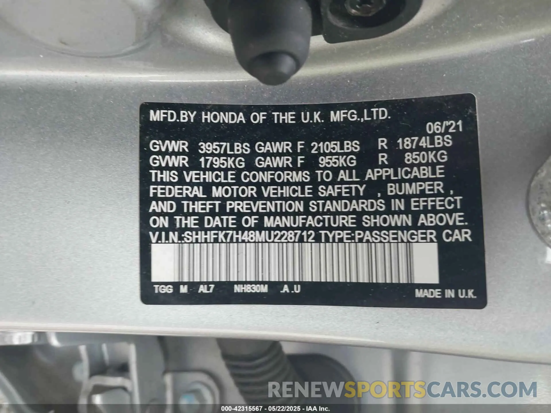 9 Фотография поврежденного автомобиля SHHFK7H48MU228712 HONDA CIVIC 2021