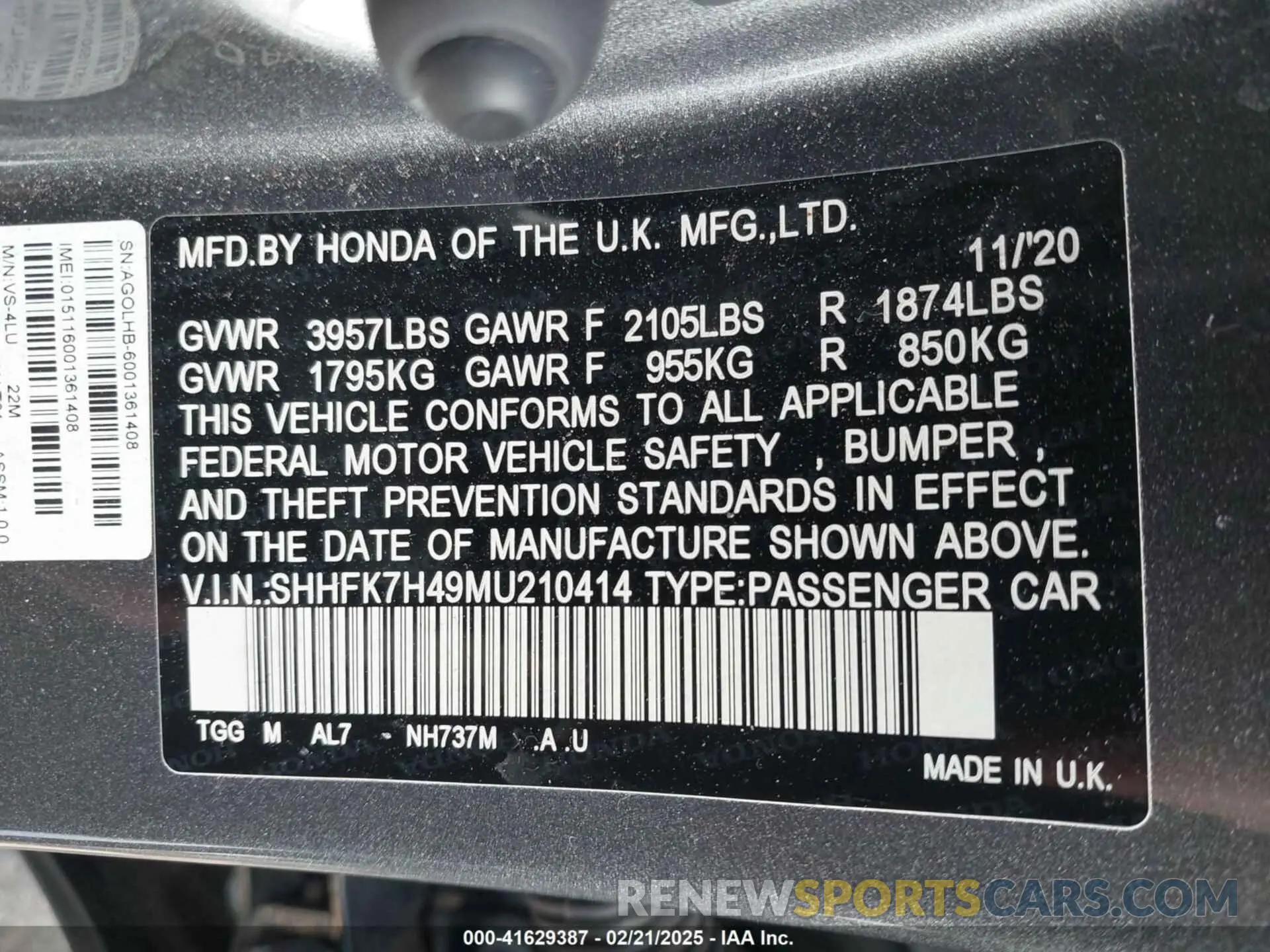 9 Photograph of a damaged car SHHFK7H49MU210414 HONDA CIVIC 2021
