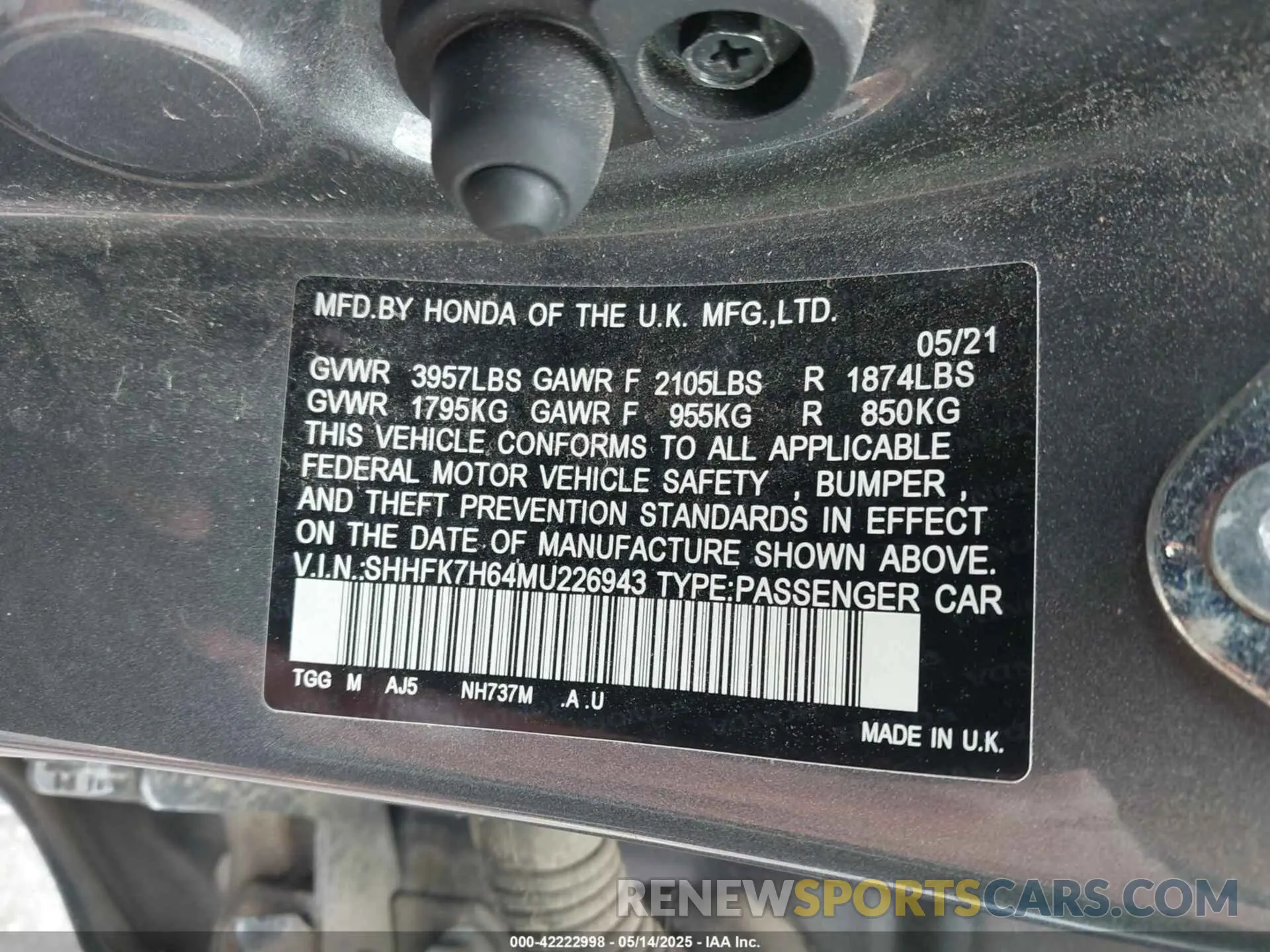 9 Photograph of a damaged car SHHFK7H64MU226943 HONDA CIVIC 2021