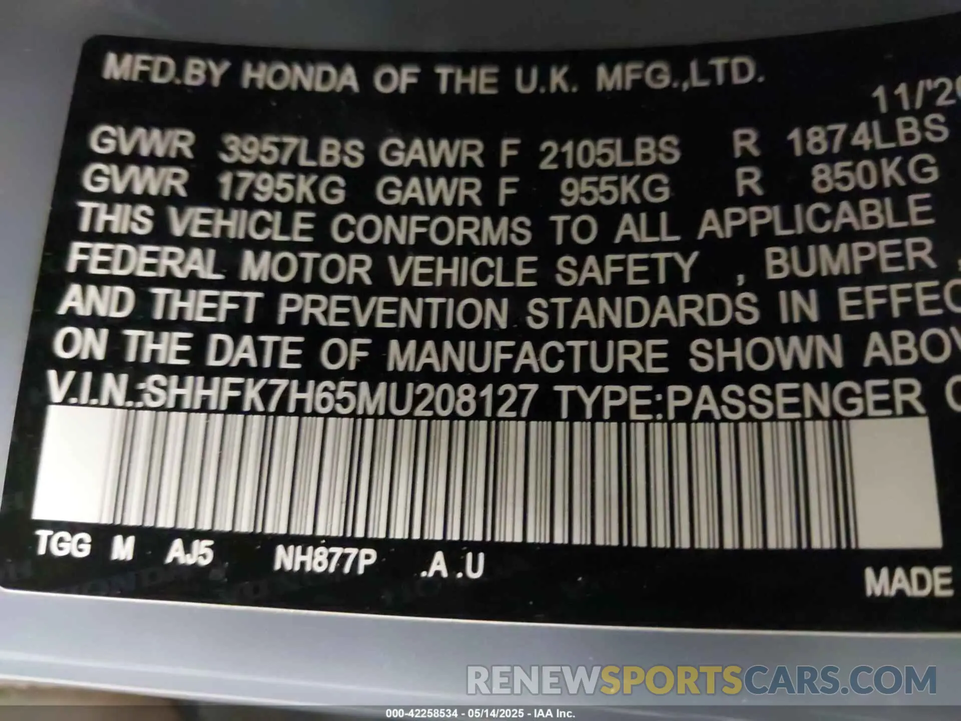 9 Photograph of a damaged car SHHFK7H65MU208127 HONDA CIVIC 2021