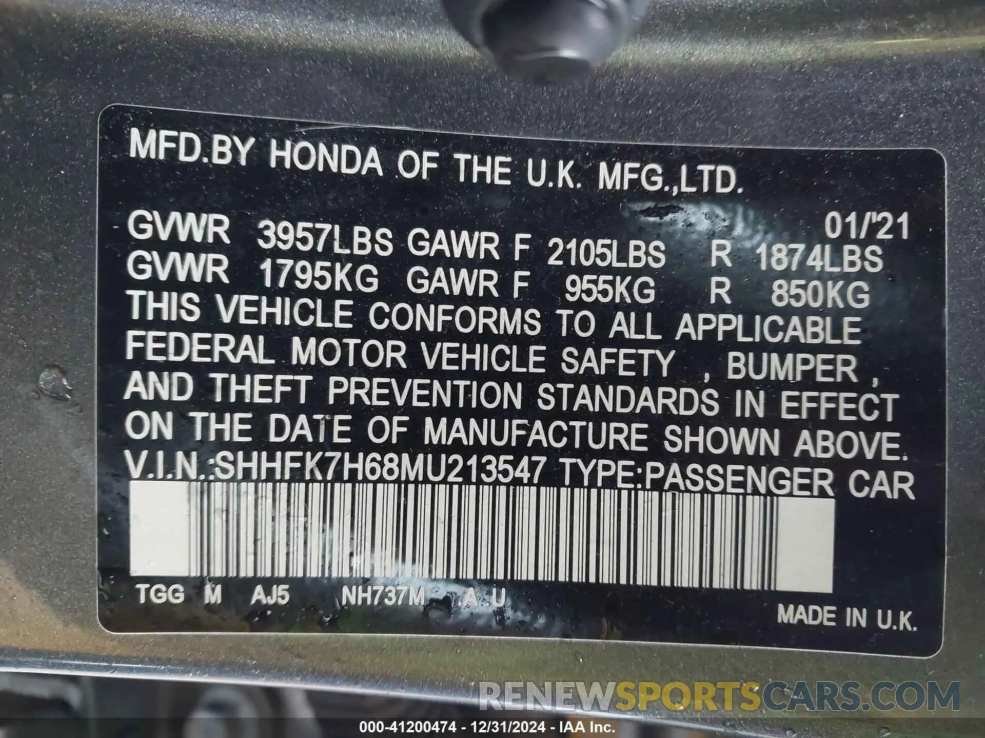 9 Фотография поврежденного автомобиля SHHFK7H68MU213547 HONDA CIVIC 2021