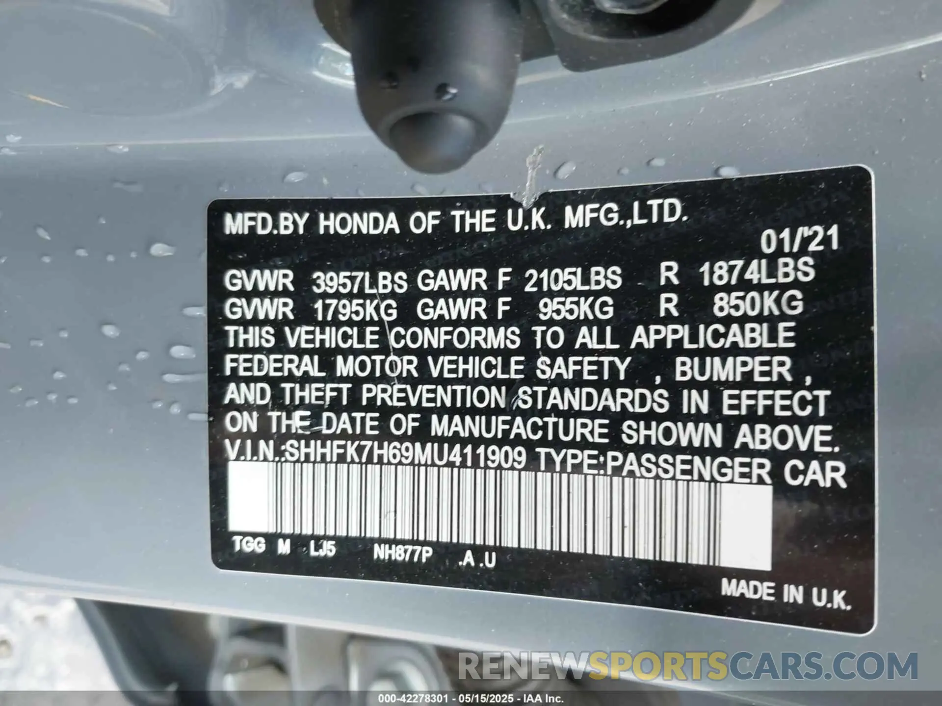 9 Фотография поврежденного автомобиля SHHFK7H69MU411909 HONDA CIVIC 2021