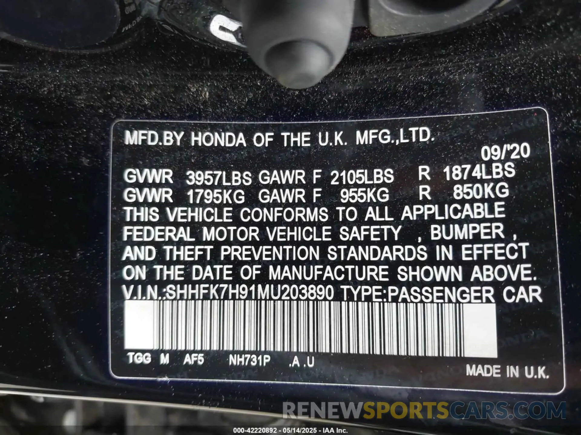 9 Фотография поврежденного автомобиля SHHFK7H91MU203890 HONDA CIVIC 2021