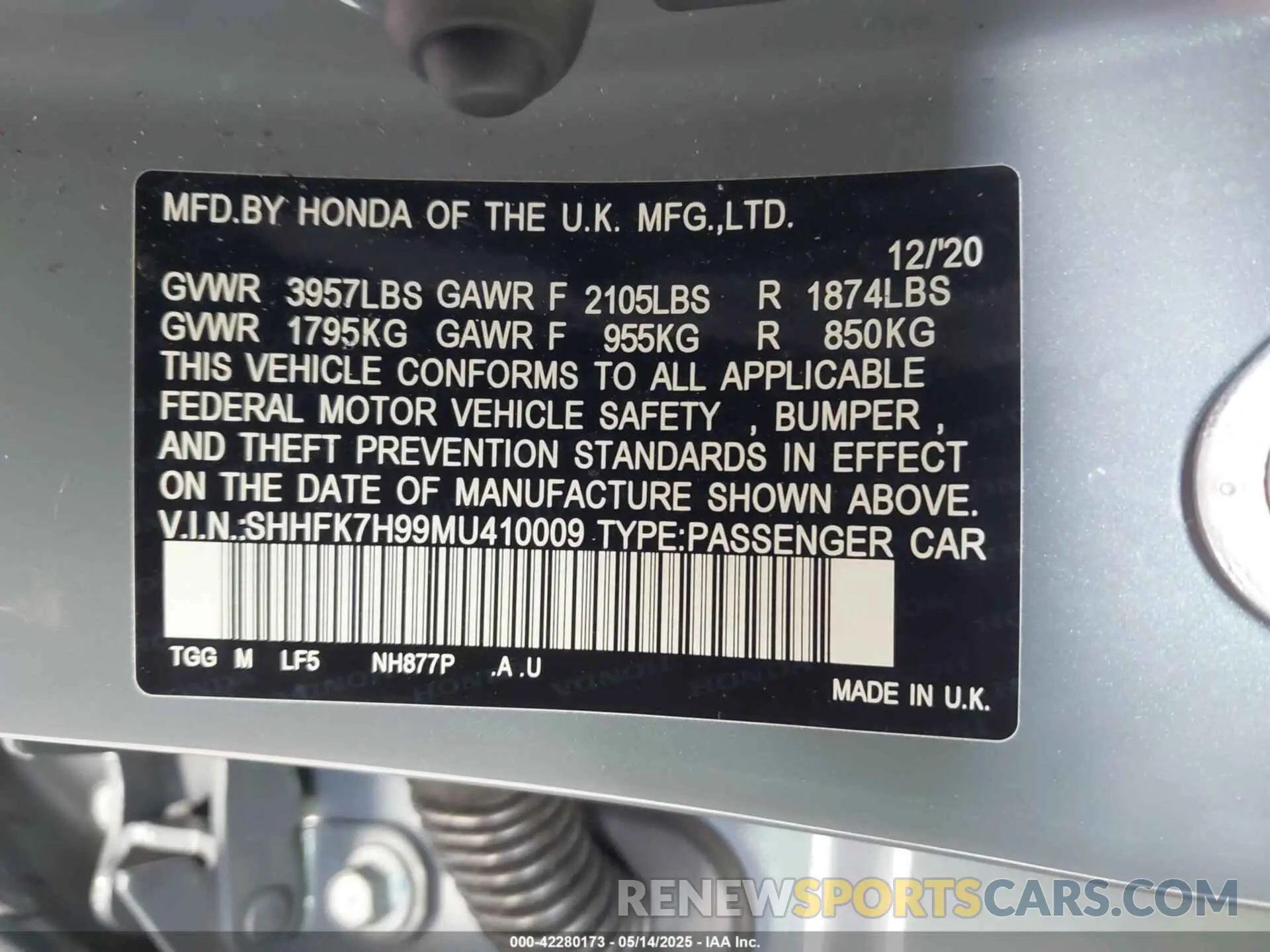 9 Фотография поврежденного автомобиля SHHFK7H99MU410009 HONDA CIVIC 2021