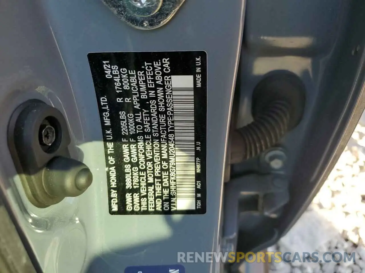 12 Photograph of a damaged car SHHFK8G79MU204548 HONDA CIVIC 2021