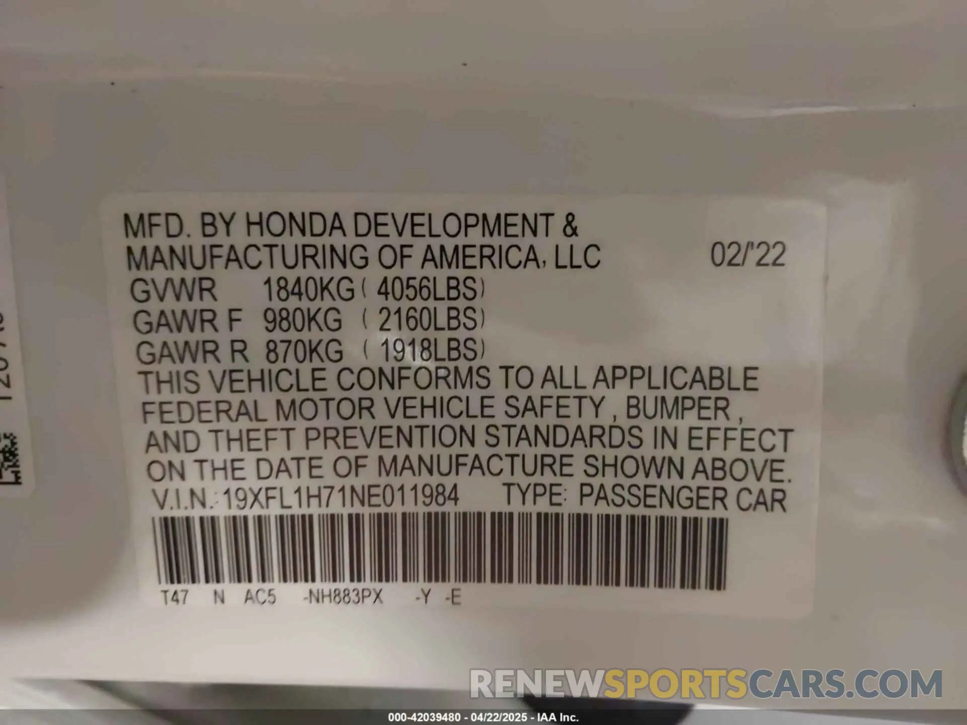 9 Photograph of a damaged car 19XFL1H71NE011984 HONDA CIVIC 2022