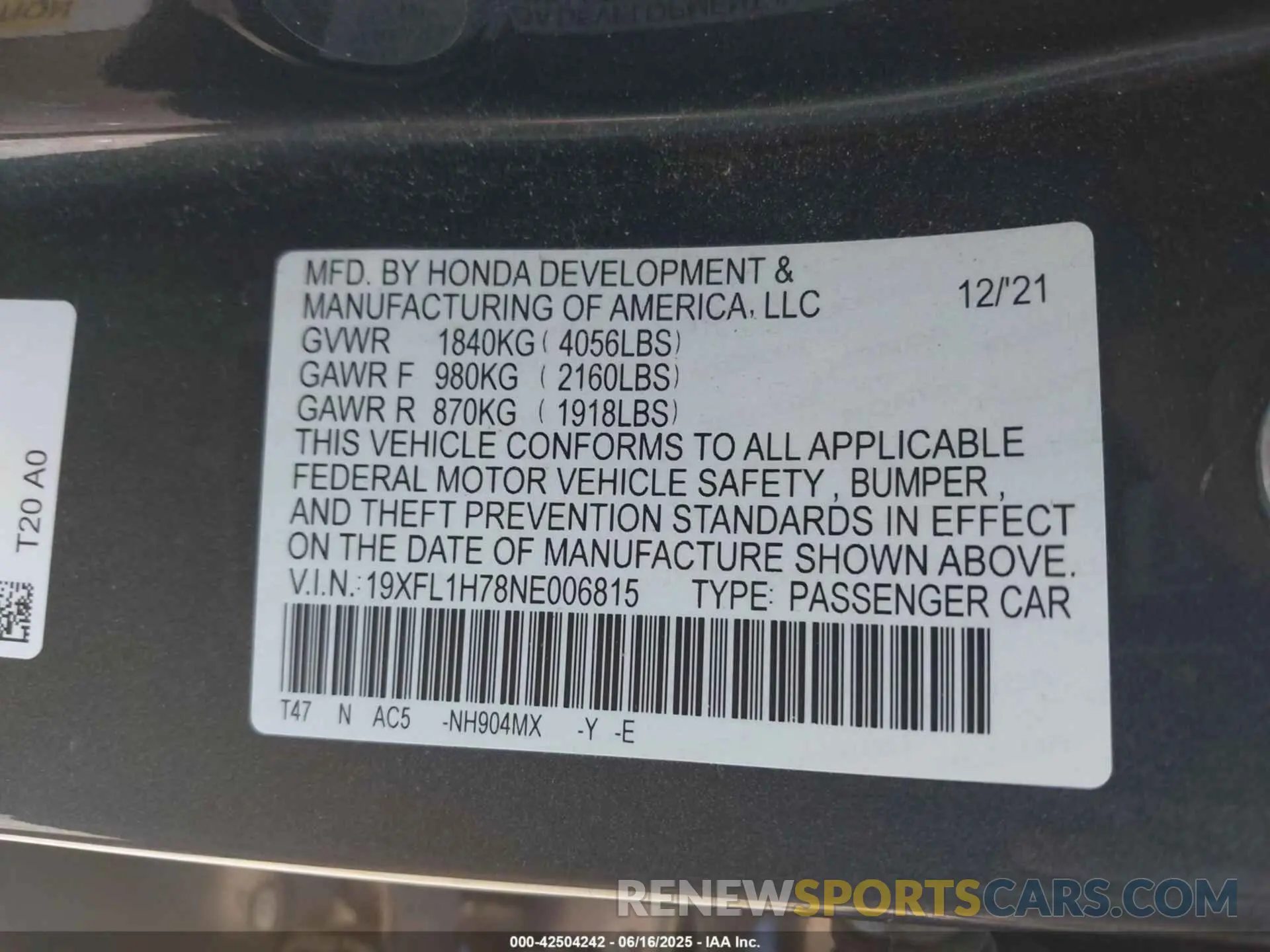 9 Фотография поврежденного автомобиля 19XFL1H78NE006815 HONDA CIVIC 2022