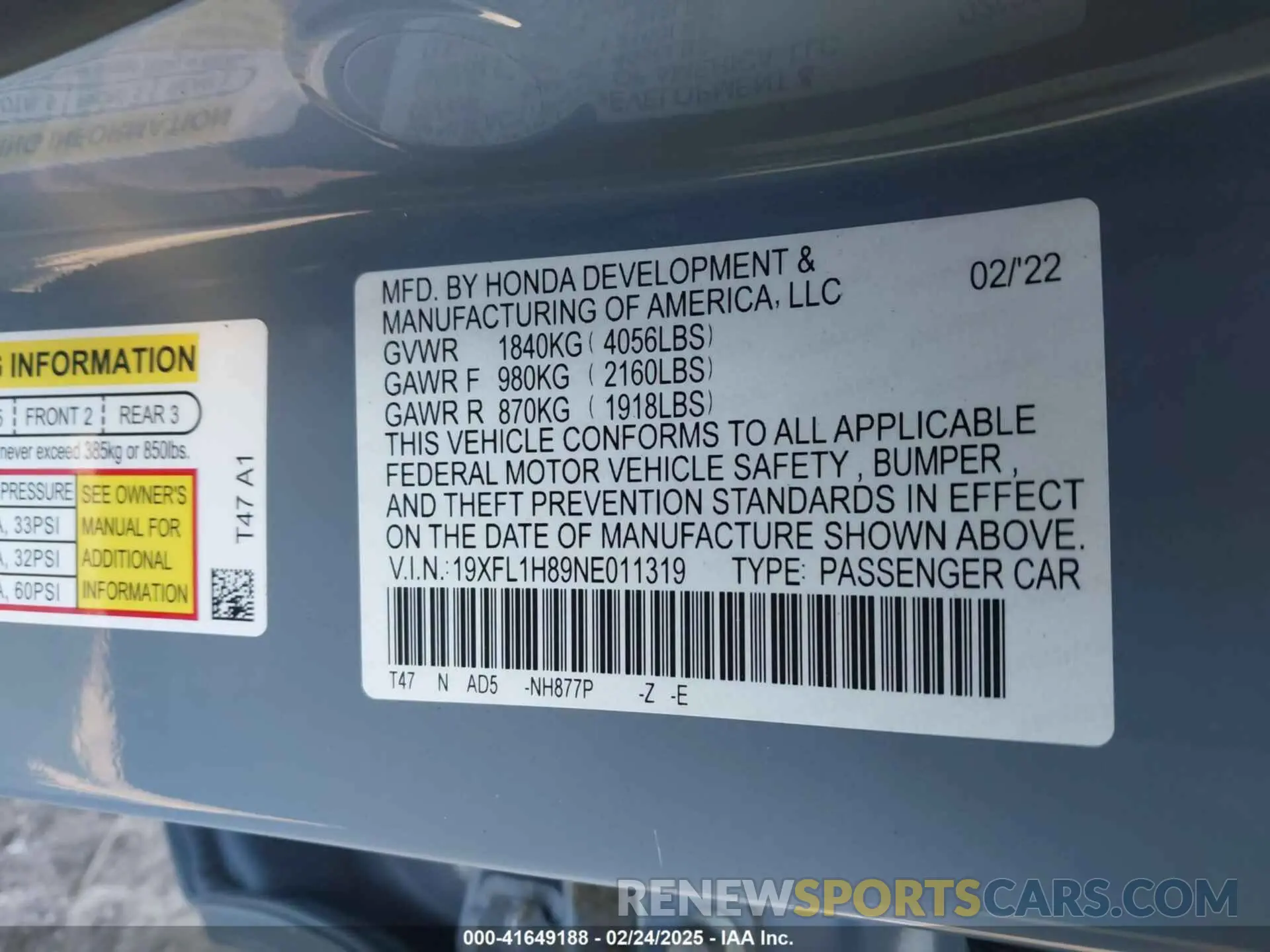 9 Photograph of a damaged car 19XFL1H89NE011319 HONDA CIVIC 2022