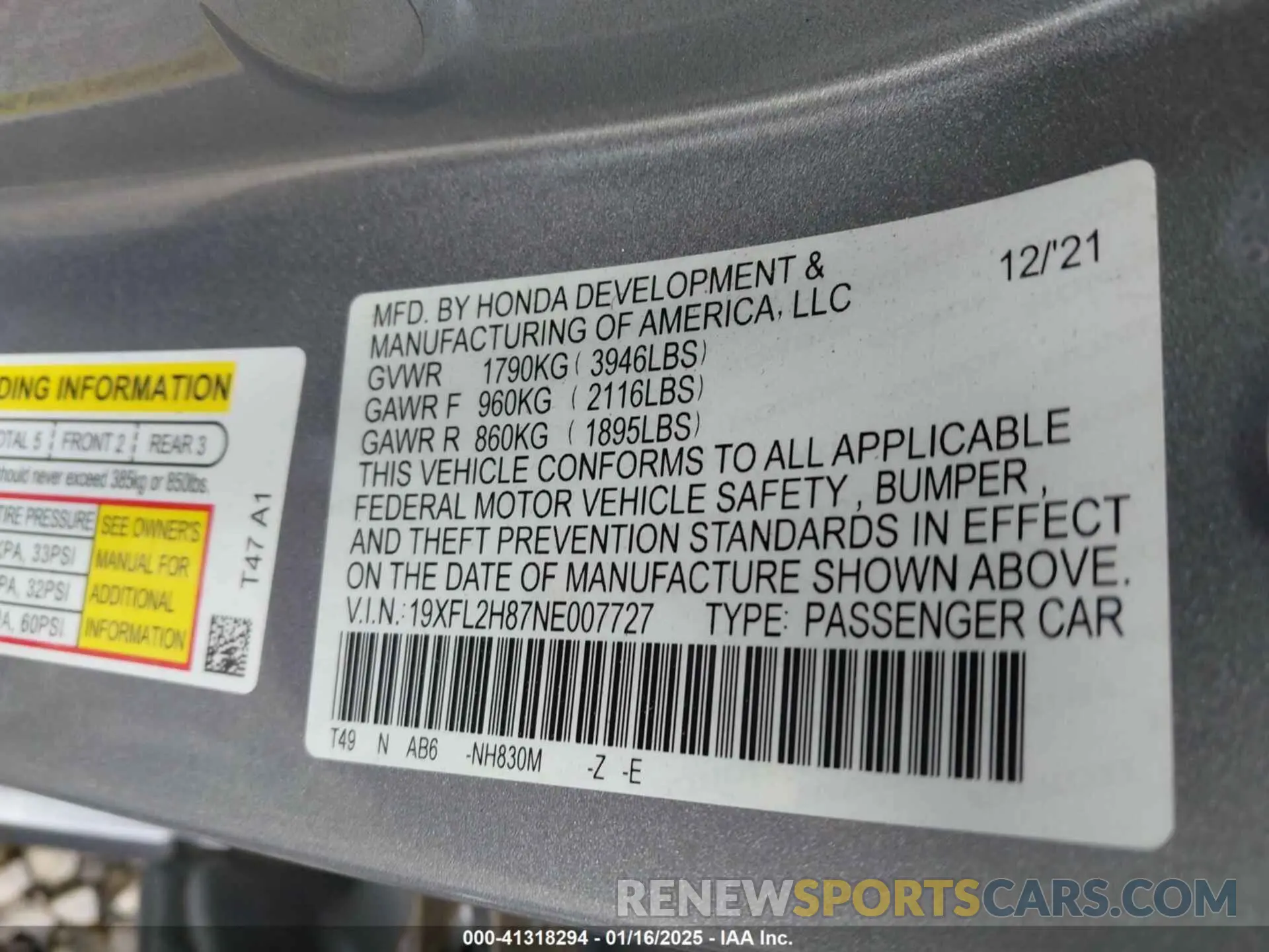9 Photograph of a damaged car 19XFL2H87NE007727 HONDA CIVIC 2022