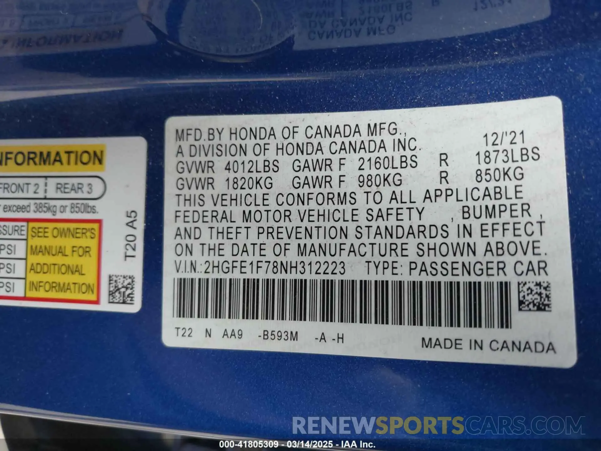 9 Photograph of a damaged car 2HGFE1F78NH312223 HONDA CIVIC 2022