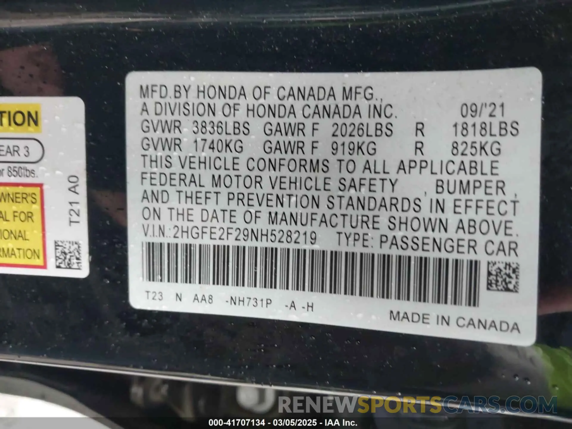 9 Photograph of a damaged car 2HGFE2F29NH528219 HONDA CIVIC 2022