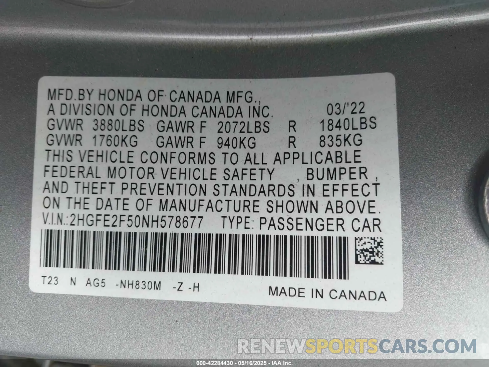 9 Photograph of a damaged car 2HGFE2F50NH578677 HONDA CIVIC 2022