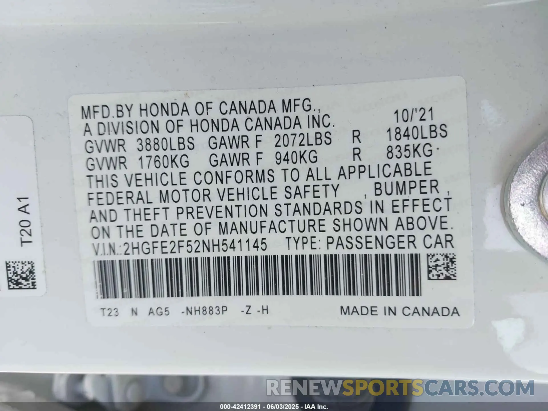 9 Photograph of a damaged car 2HGFE2F52NH541145 HONDA CIVIC 2022