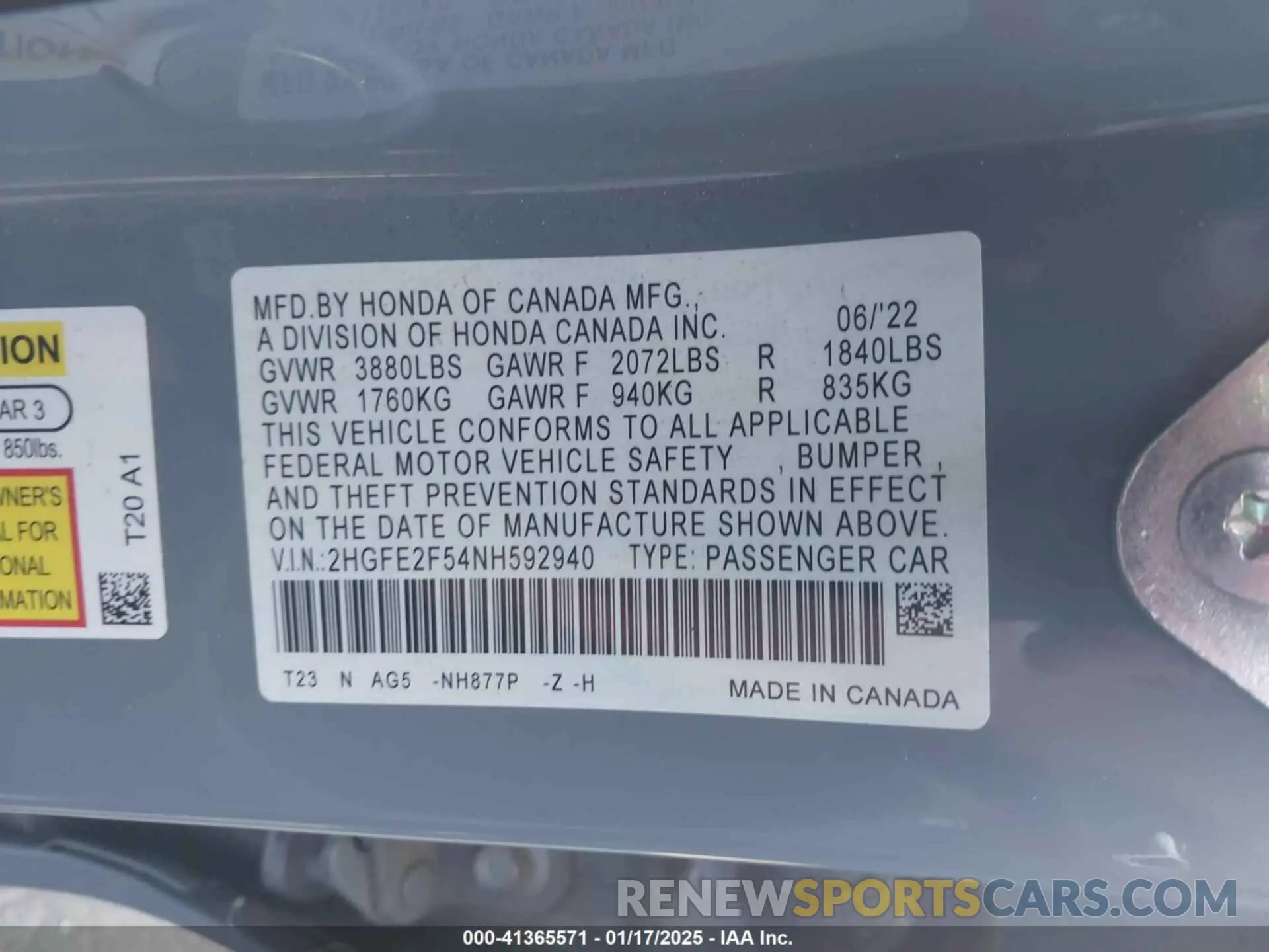 9 Photograph of a damaged car 2HGFE2F54NH592940 HONDA CIVIC 2022