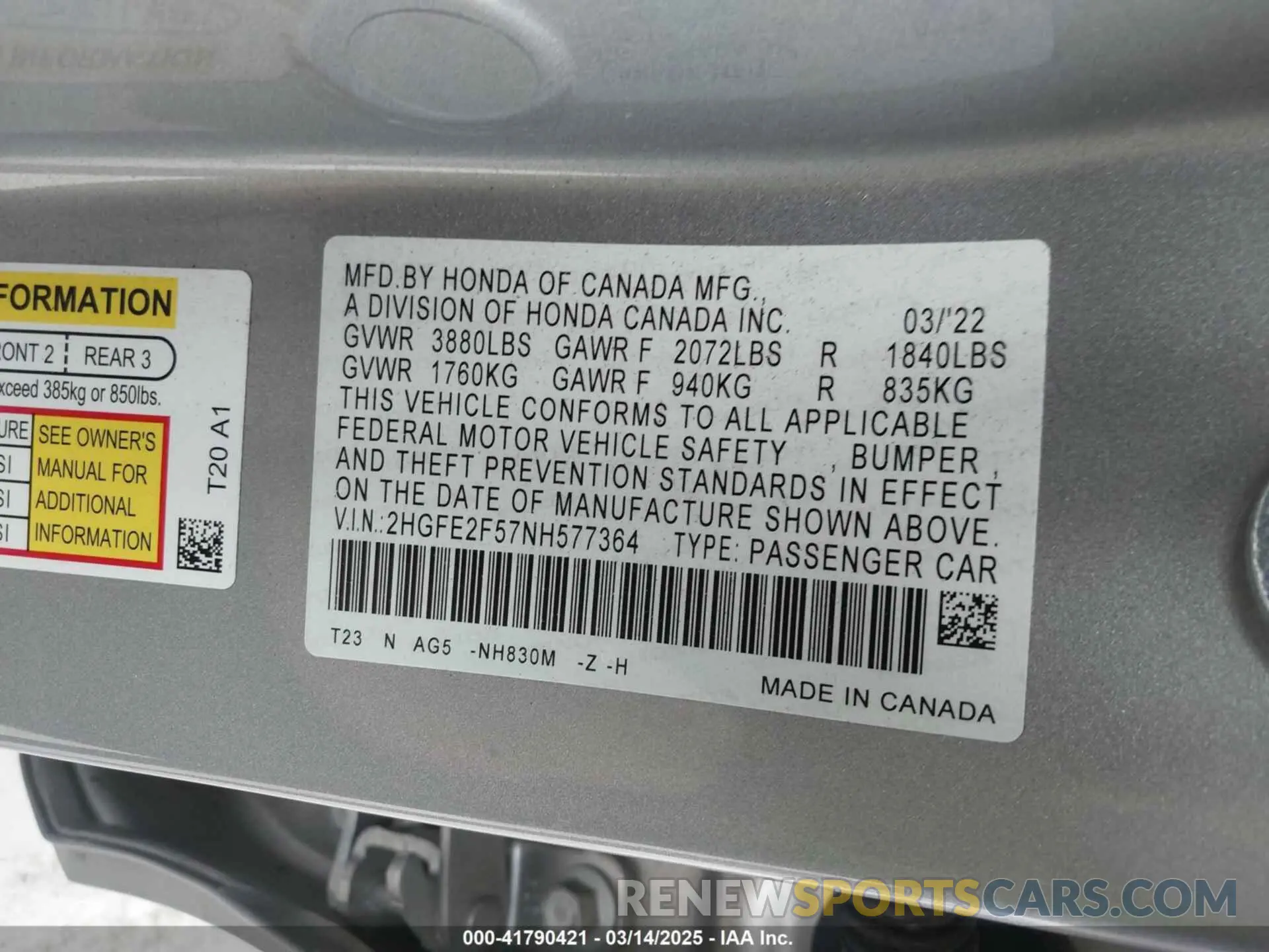9 Photograph of a damaged car 2HGFE2F57NH577364 HONDA CIVIC 2022