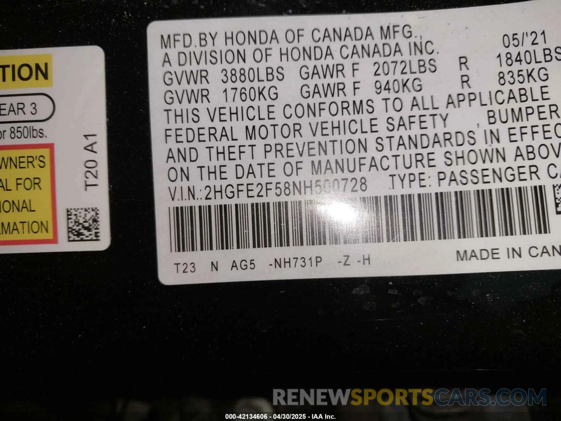 9 Фотография поврежденного автомобиля 2HGFE2F58NH500728 HONDA CIVIC 2022