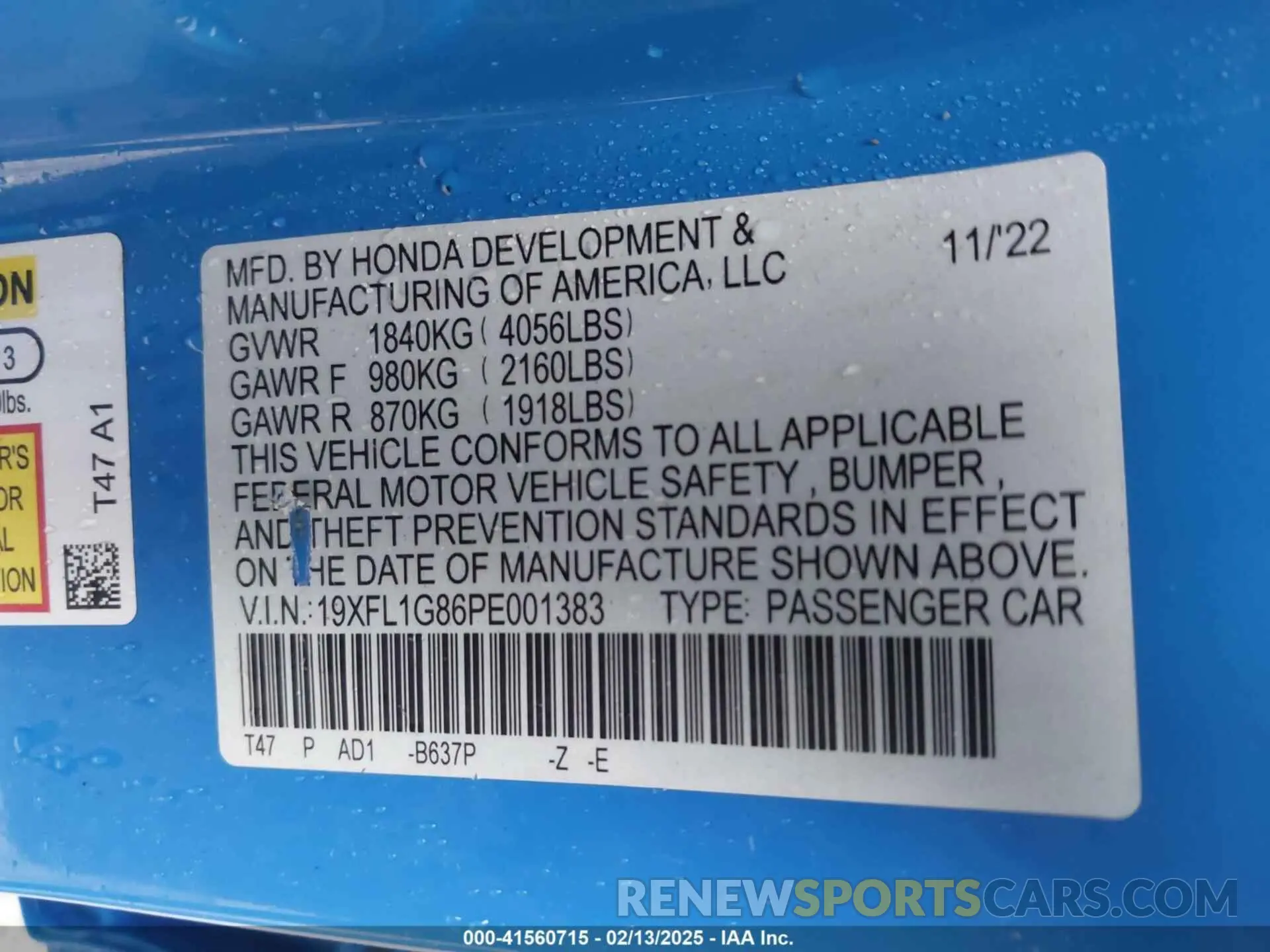 9 Photograph of a damaged car 19XFL1G86PE001383 HONDA CIVIC 2023
