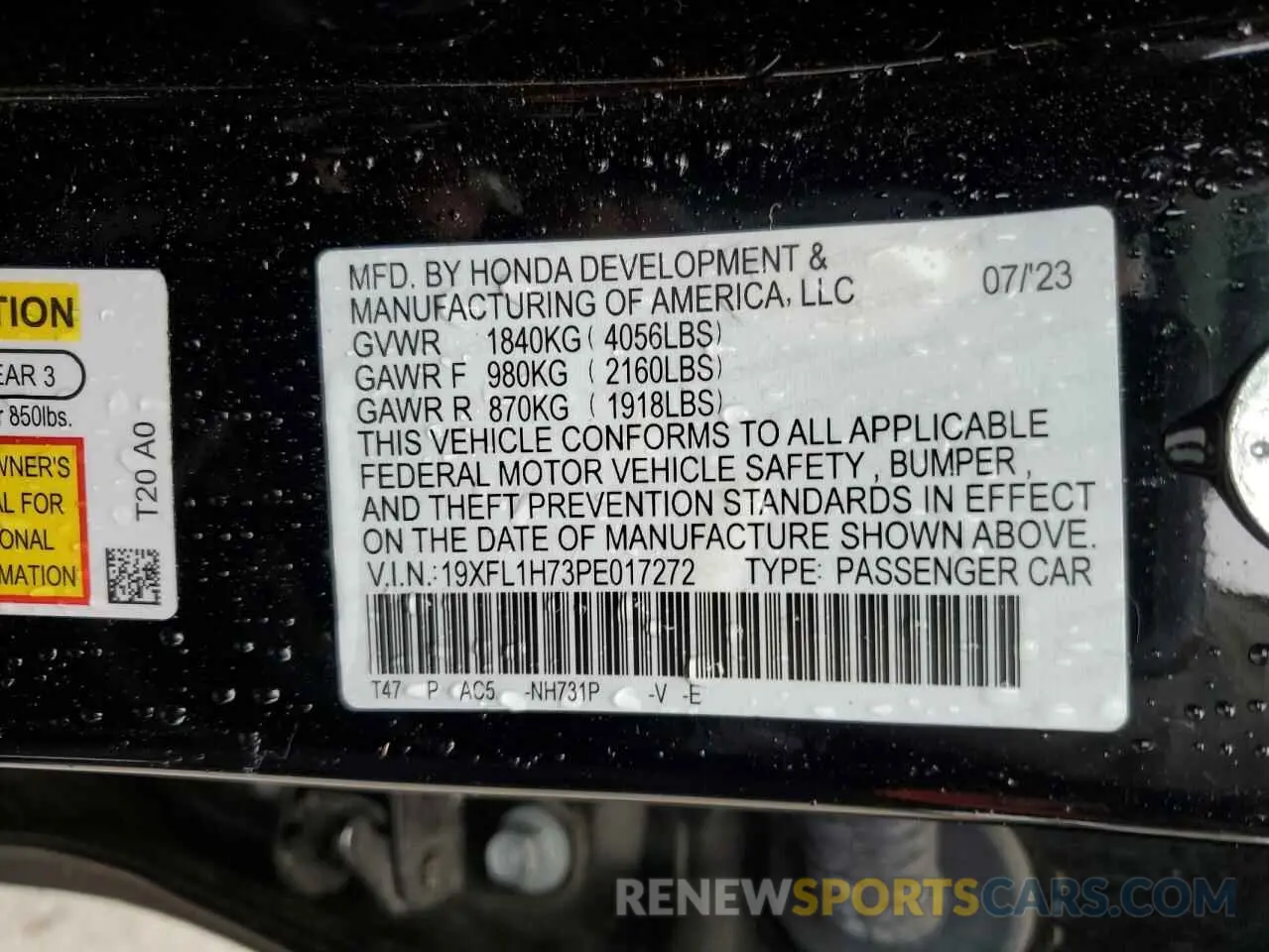 12 Photograph of a damaged car 19XFL1H73PE017272 HONDA CIVIC 2023