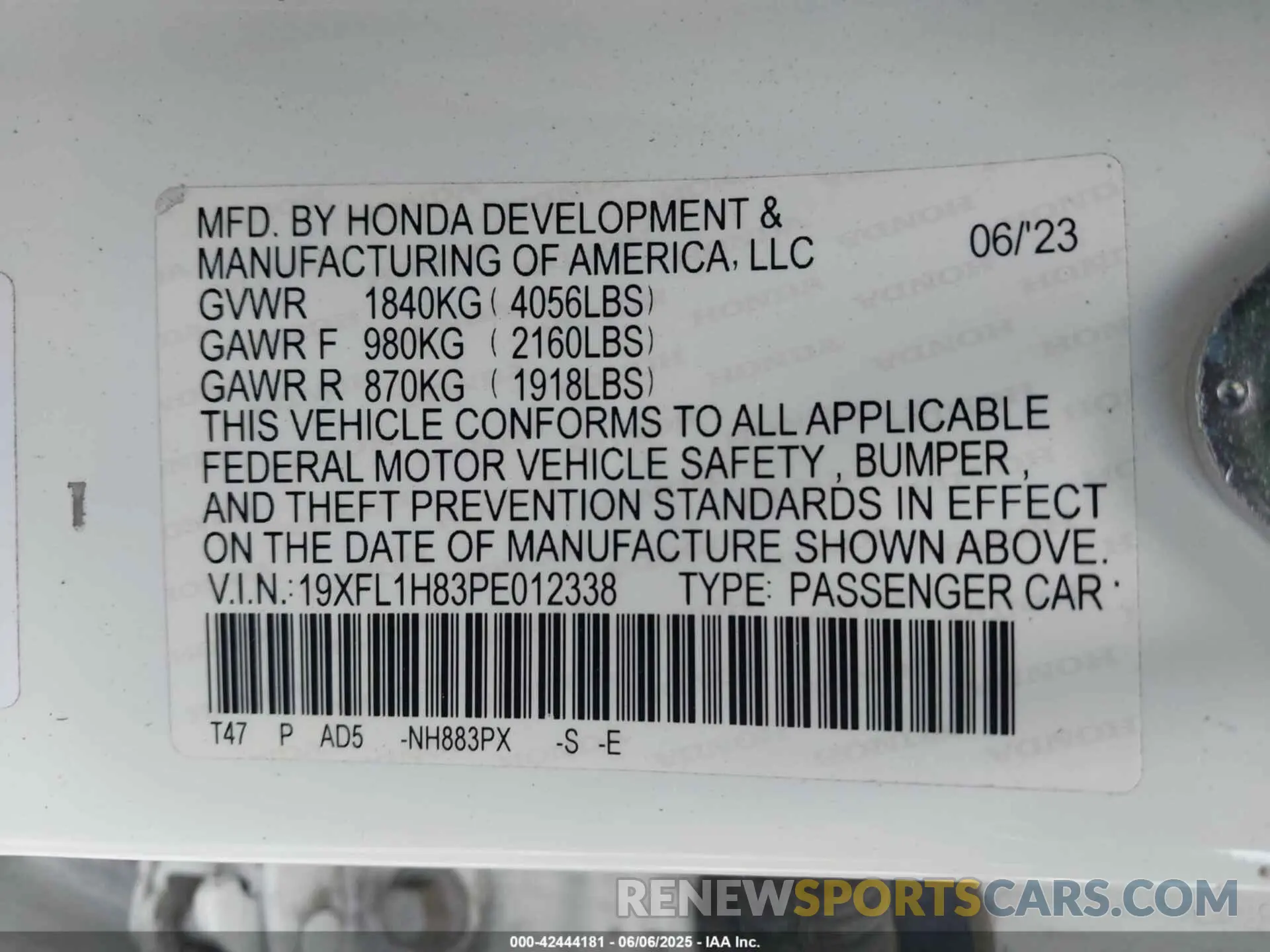 9 Photograph of a damaged car 19XFL1H83PE012338 HONDA CIVIC 2023