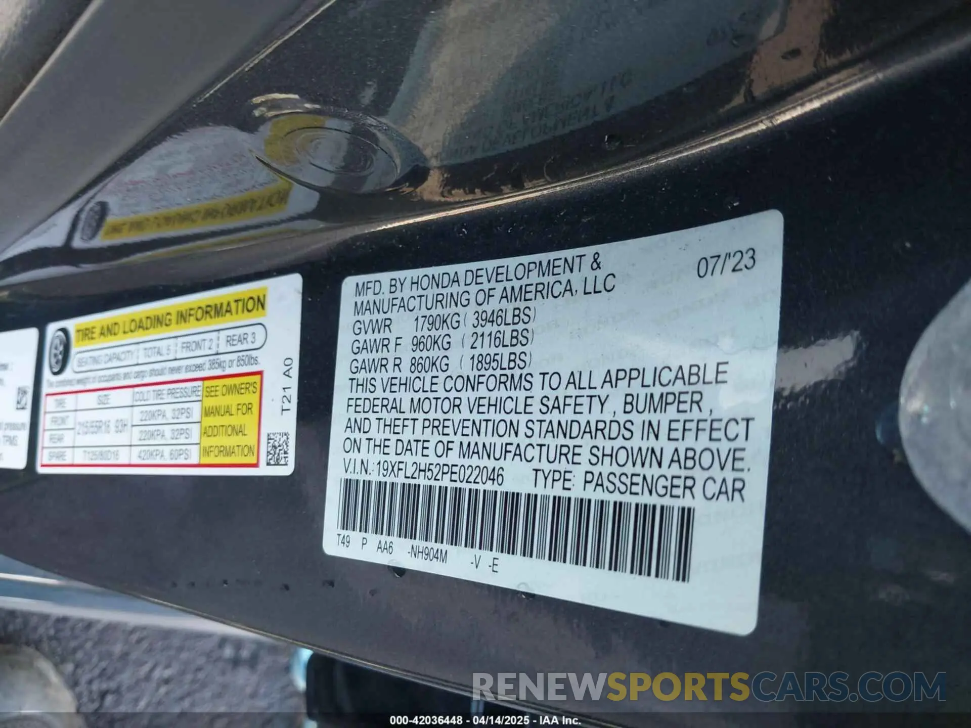 9 Photograph of a damaged car 19XFL2H52PE022046 HONDA CIVIC 2023