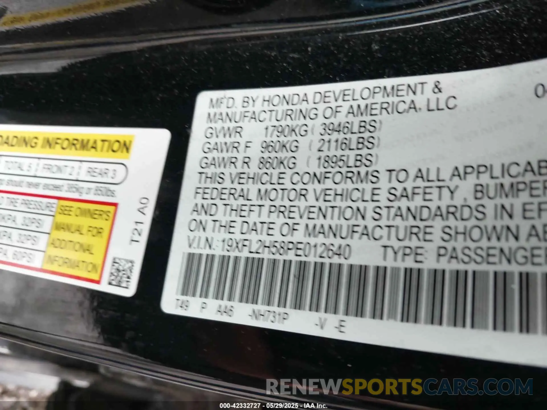 9 Фотография поврежденного автомобиля 19XFL2H58PE012640 HONDA CIVIC 2023