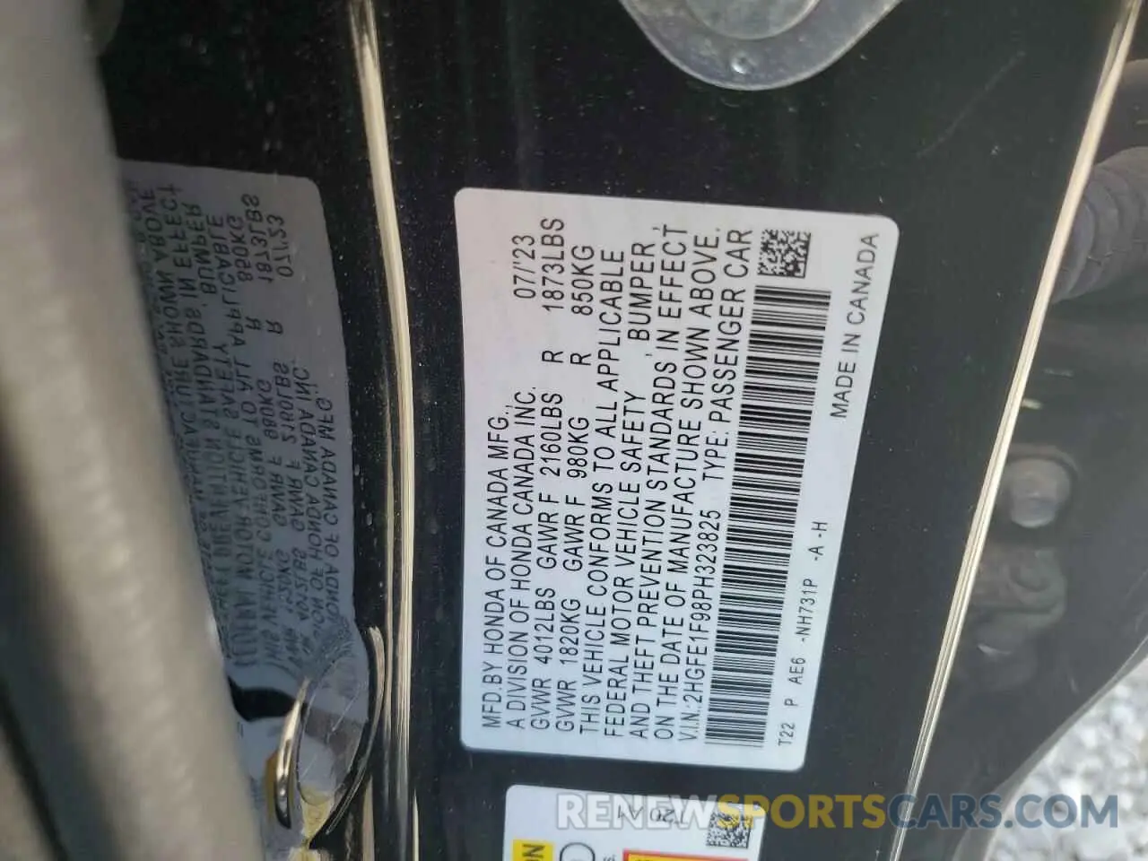 13 Photograph of a damaged car 2HGFE1F98PH323825 HONDA CIVIC 2023