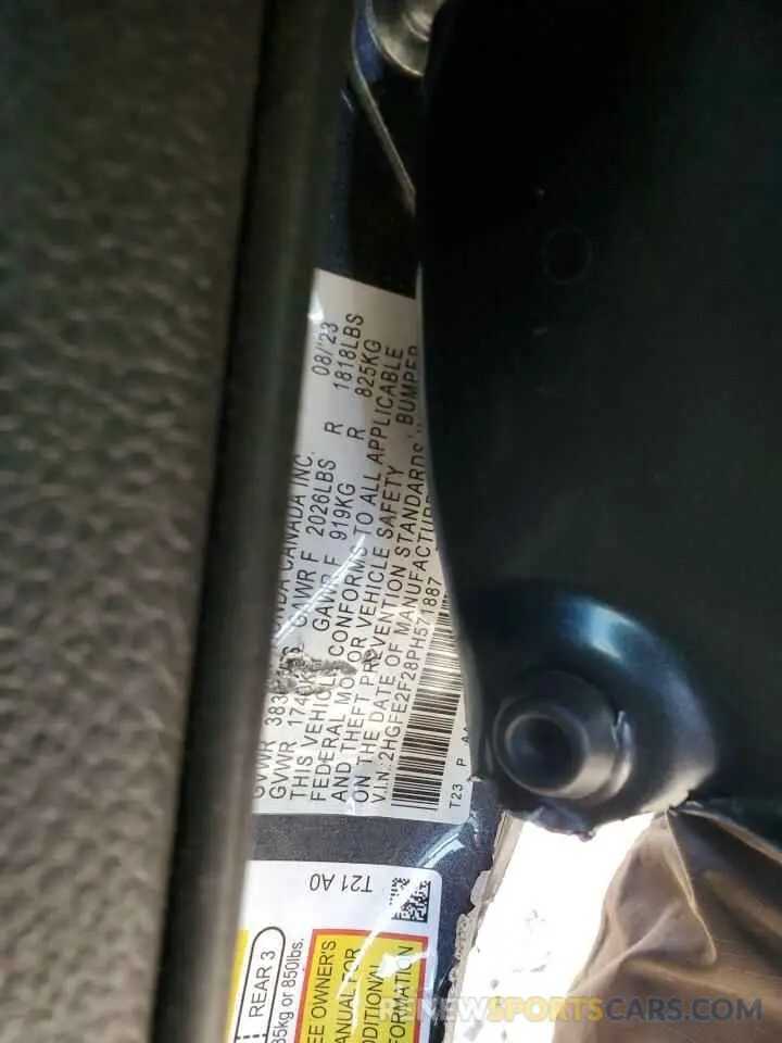 12 Фотография поврежденного автомобиля 2HGFE2F28PH571887 HONDA CIVIC 2023