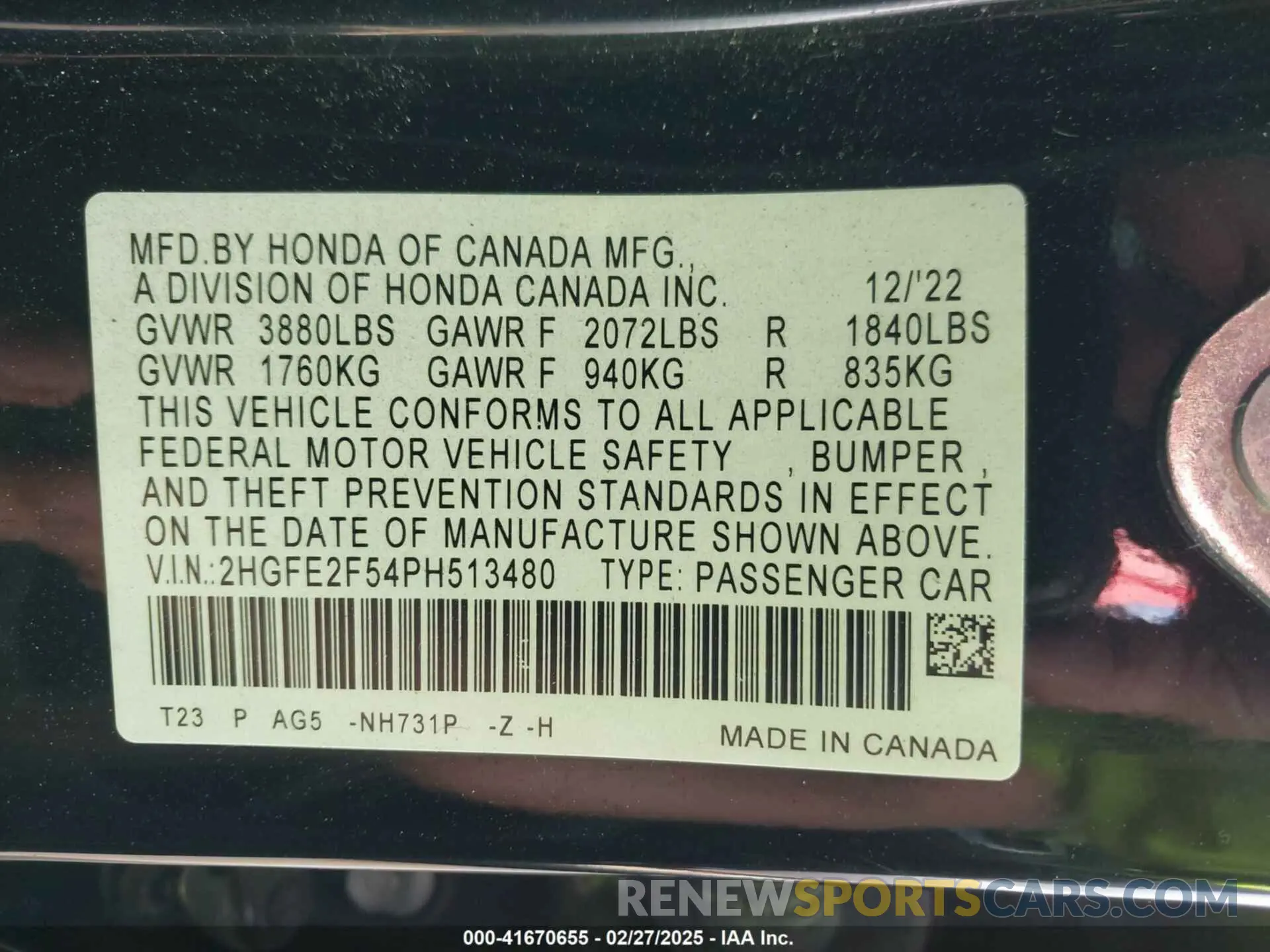 9 Photograph of a damaged car 2HGFE2F54PH513480 HONDA CIVIC 2023