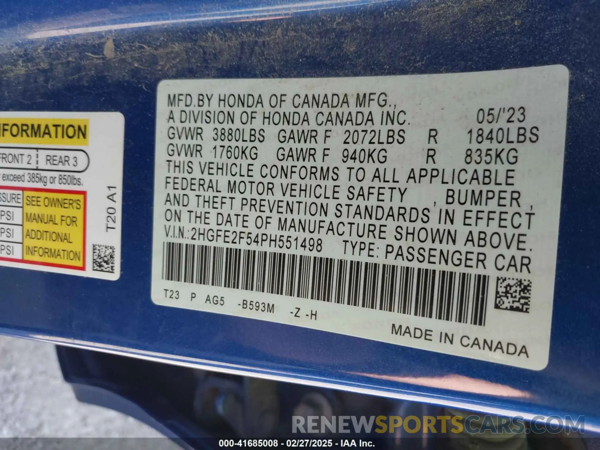 9 Photograph of a damaged car 2HGFE2F54PH551498 HONDA CIVIC 2023