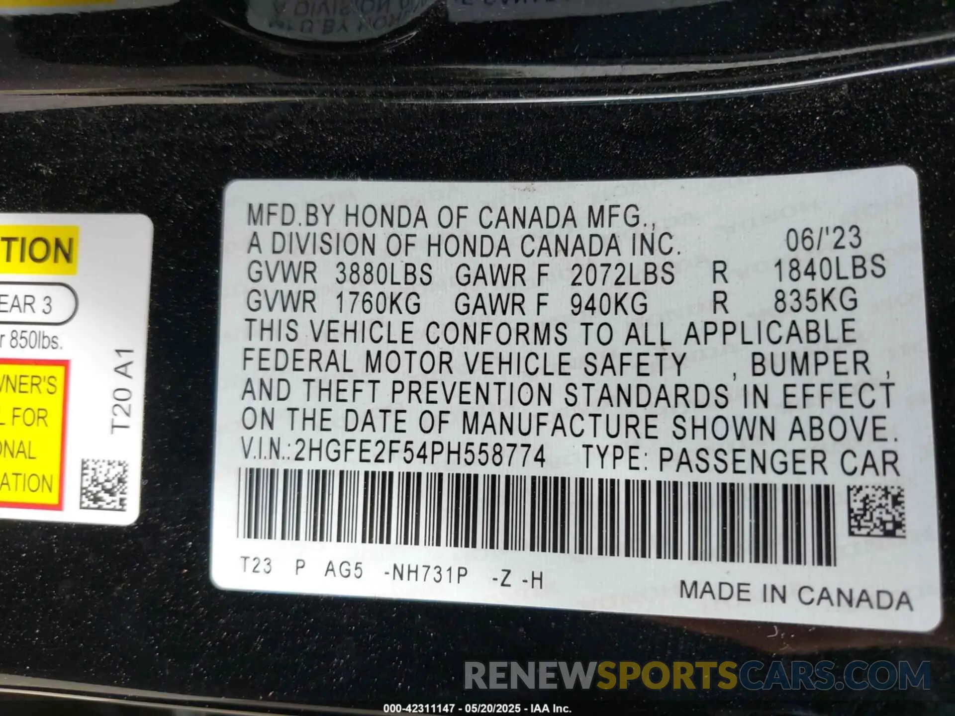 9 Photograph of a damaged car 2HGFE2F54PH558774 HONDA CIVIC 2023