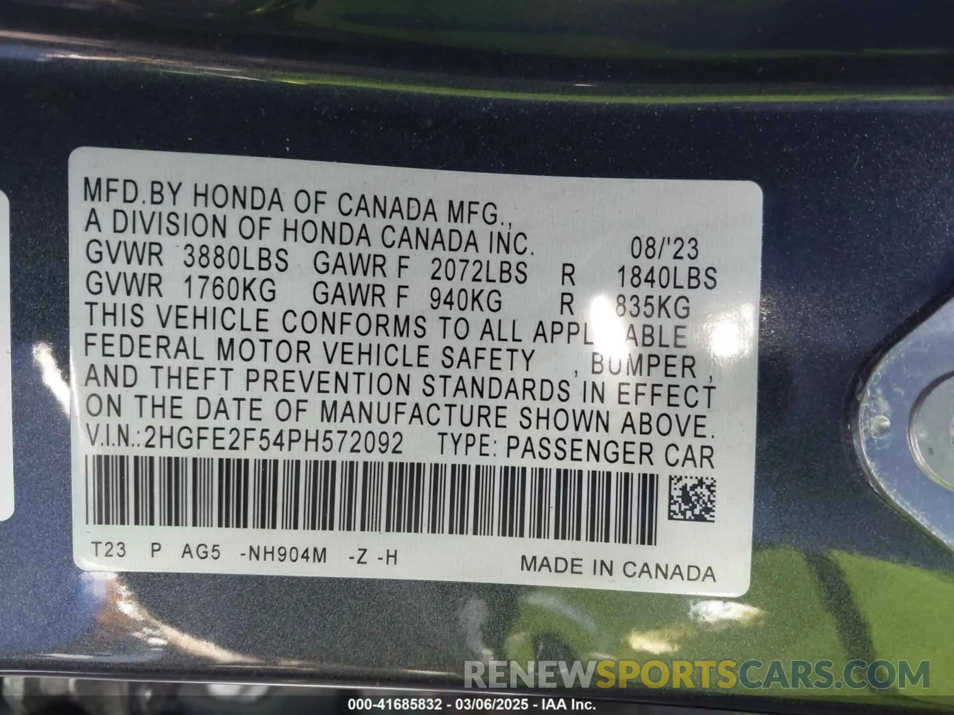 9 Фотография поврежденного автомобиля 2HGFE2F54PH572092 HONDA CIVIC 2023