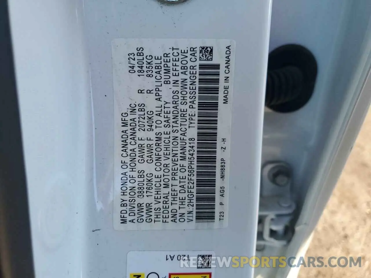 12 Photograph of a damaged car 2HGFE2F56PH543418 HONDA CIVIC 2023