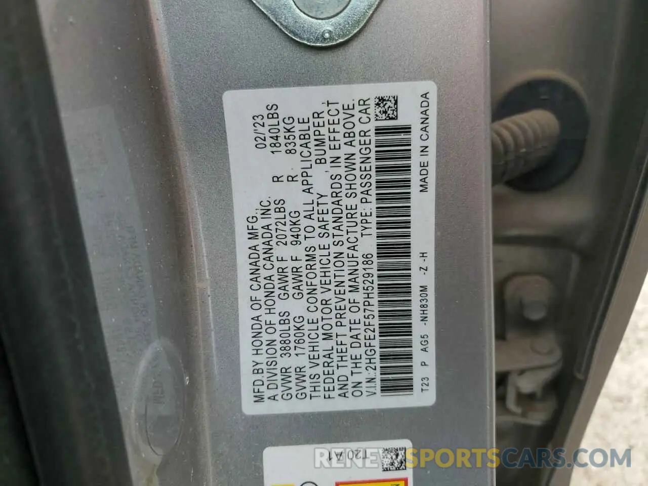 14 Фотография поврежденного автомобиля 2HGFE2F57PH529186 HONDA CIVIC 2023