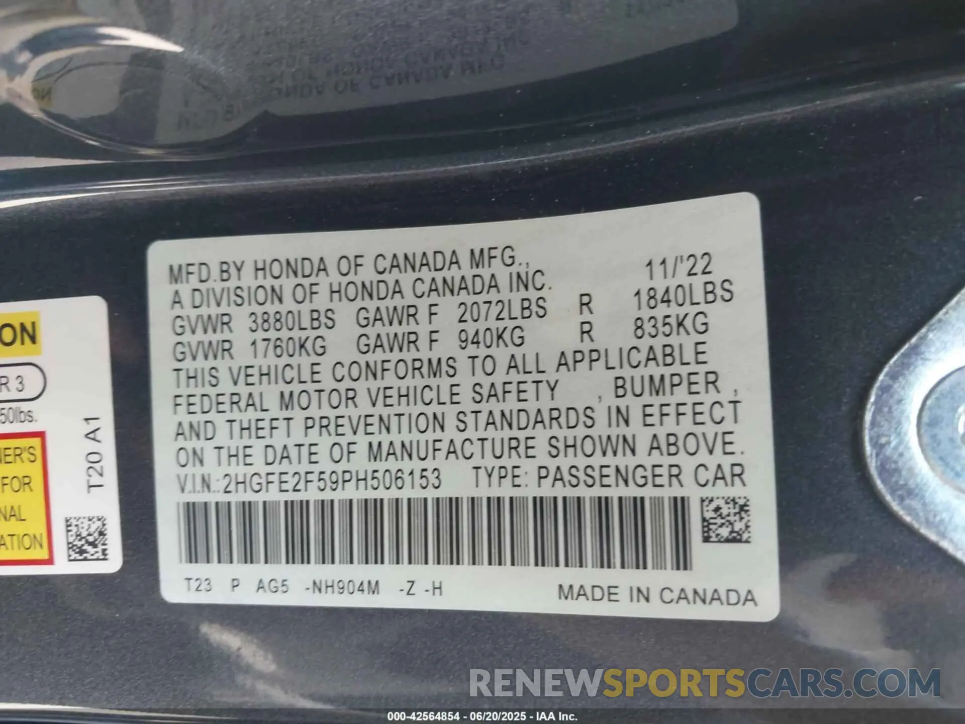 9 Photograph of a damaged car 2HGFE2F59PH506153 HONDA CIVIC 2023