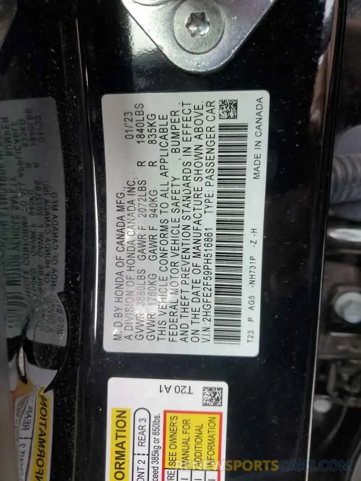 12 Фотография поврежденного автомобиля 2HGFE2F59PH516861 HONDA CIVIC 2023