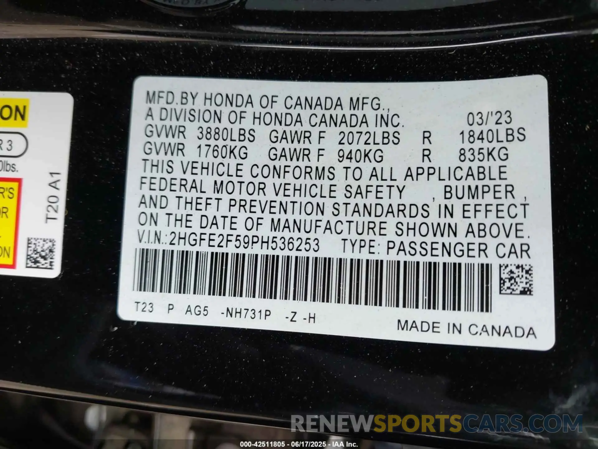 9 Photograph of a damaged car 2HGFE2F59PH536253 HONDA CIVIC 2023