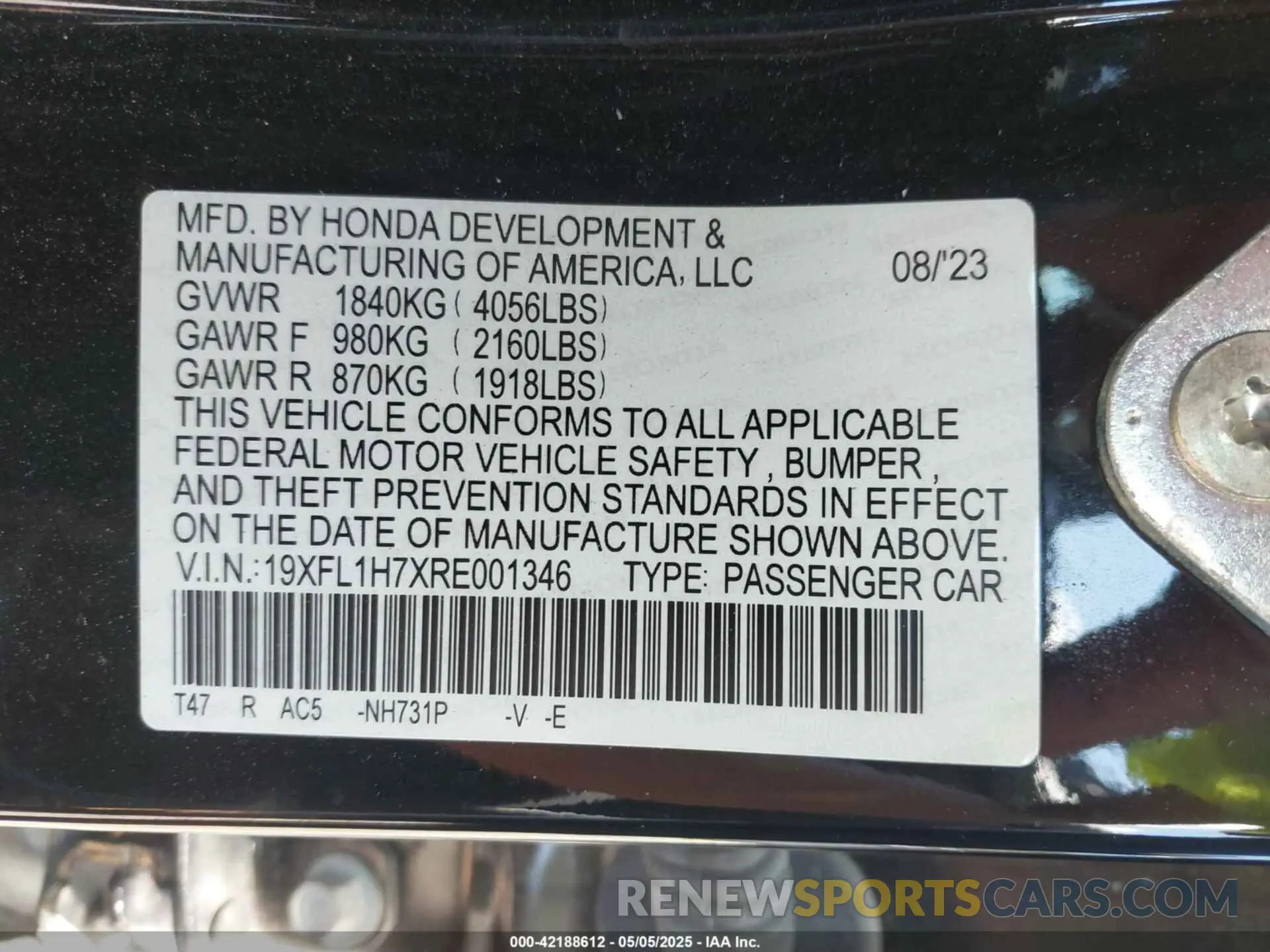 9 Фотография поврежденного автомобиля 19XFL1H7XRE001346 HONDA CIVIC 2024