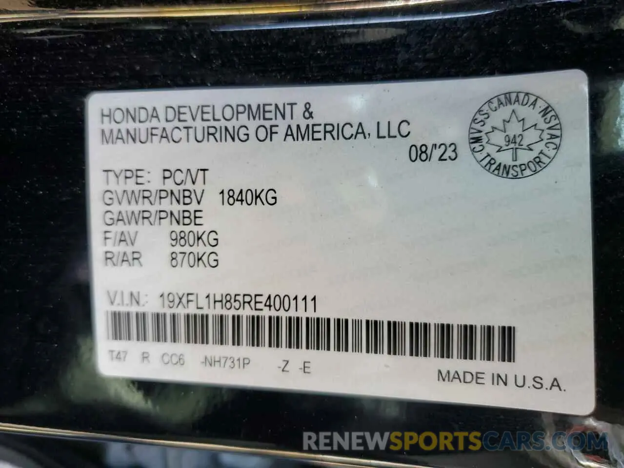 13 Photograph of a damaged car 19XFL1H85RE400111 HONDA CIVIC 2024