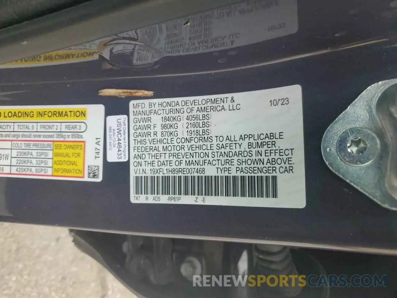 14 Photograph of a damaged car 19XFL1H89RE007468 HONDA CIVIC 2024