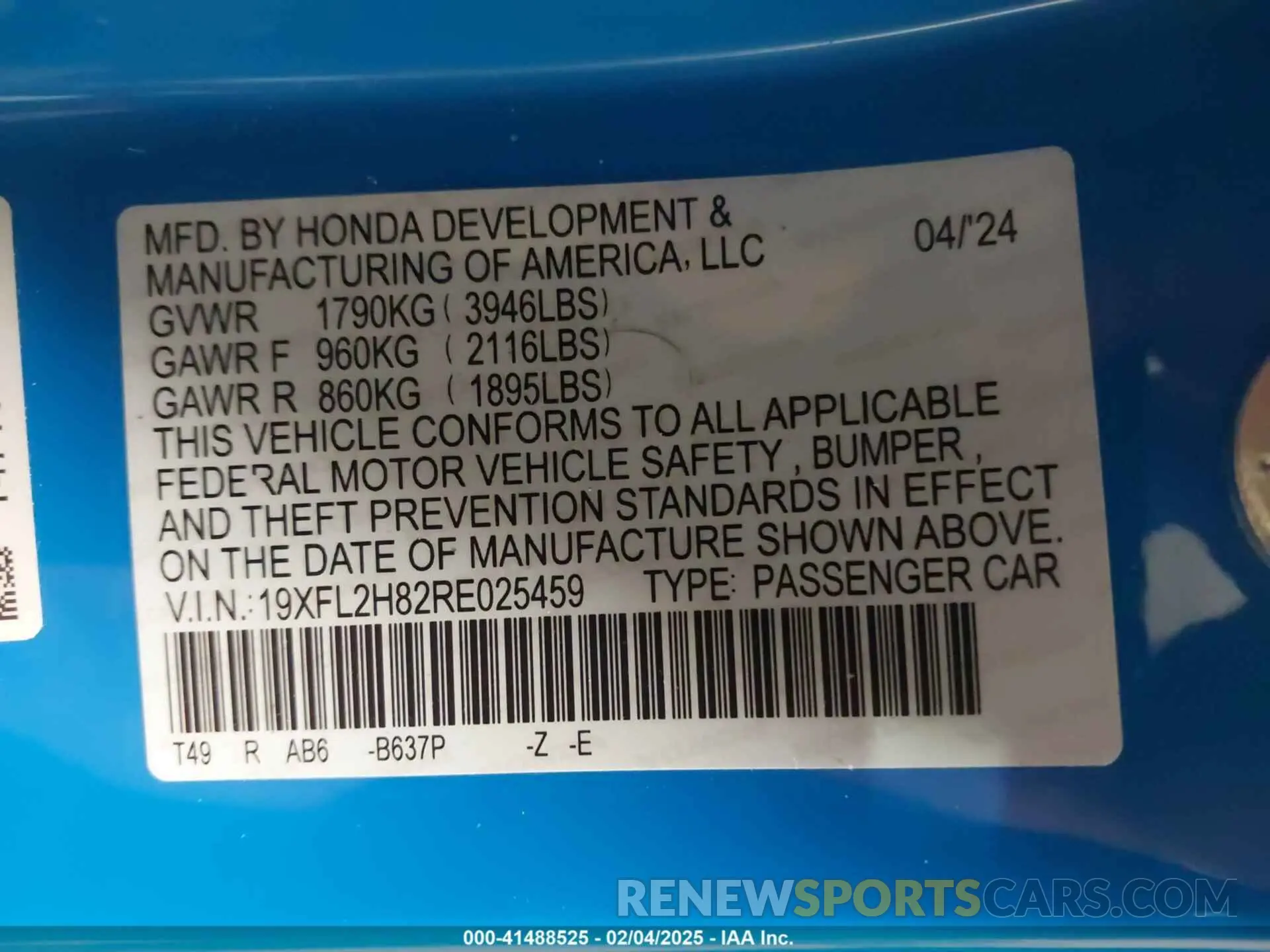 9 Фотография поврежденного автомобиля 19XFL2H82RE025459 HONDA CIVIC 2024