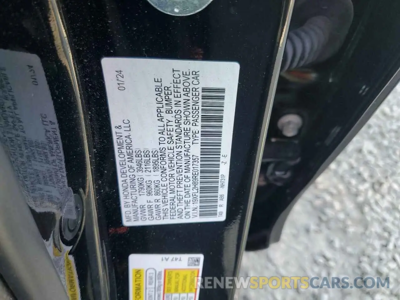 12 Фотография поврежденного автомобиля 19XFL2H89RE017357 HONDA CIVIC 2024