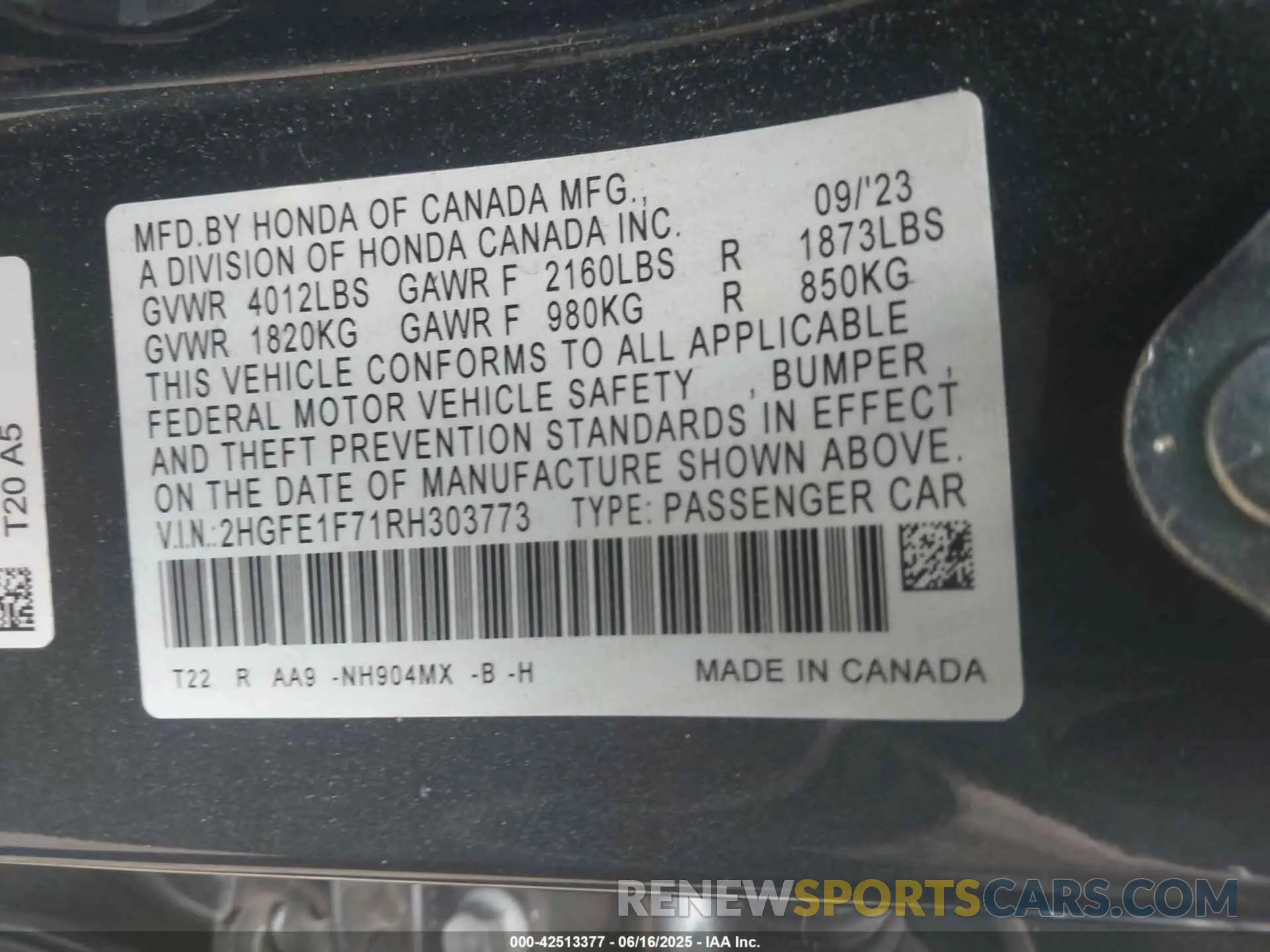9 Photograph of a damaged car 2HGFE1F71RH303773 HONDA CIVIC 2024